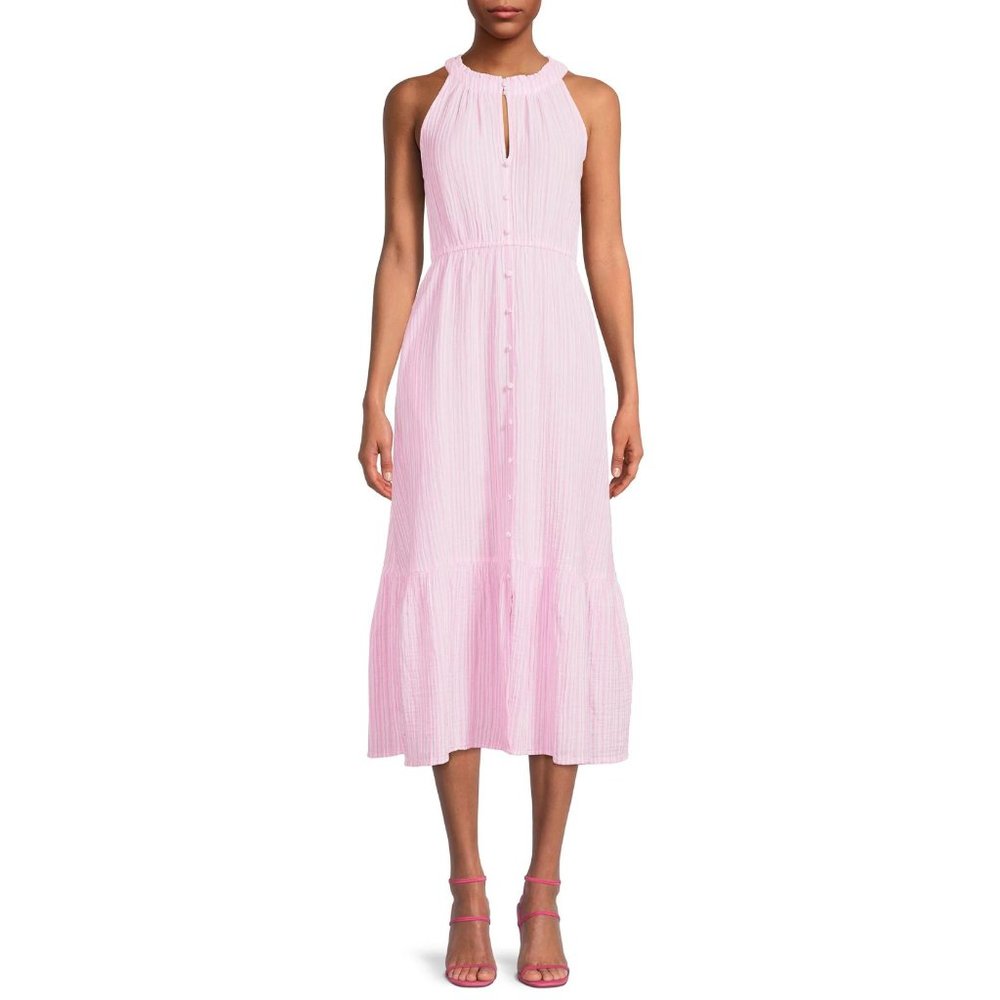 Time and Tru Women's Pink Sleeveless Tiered Maxi Dress size L